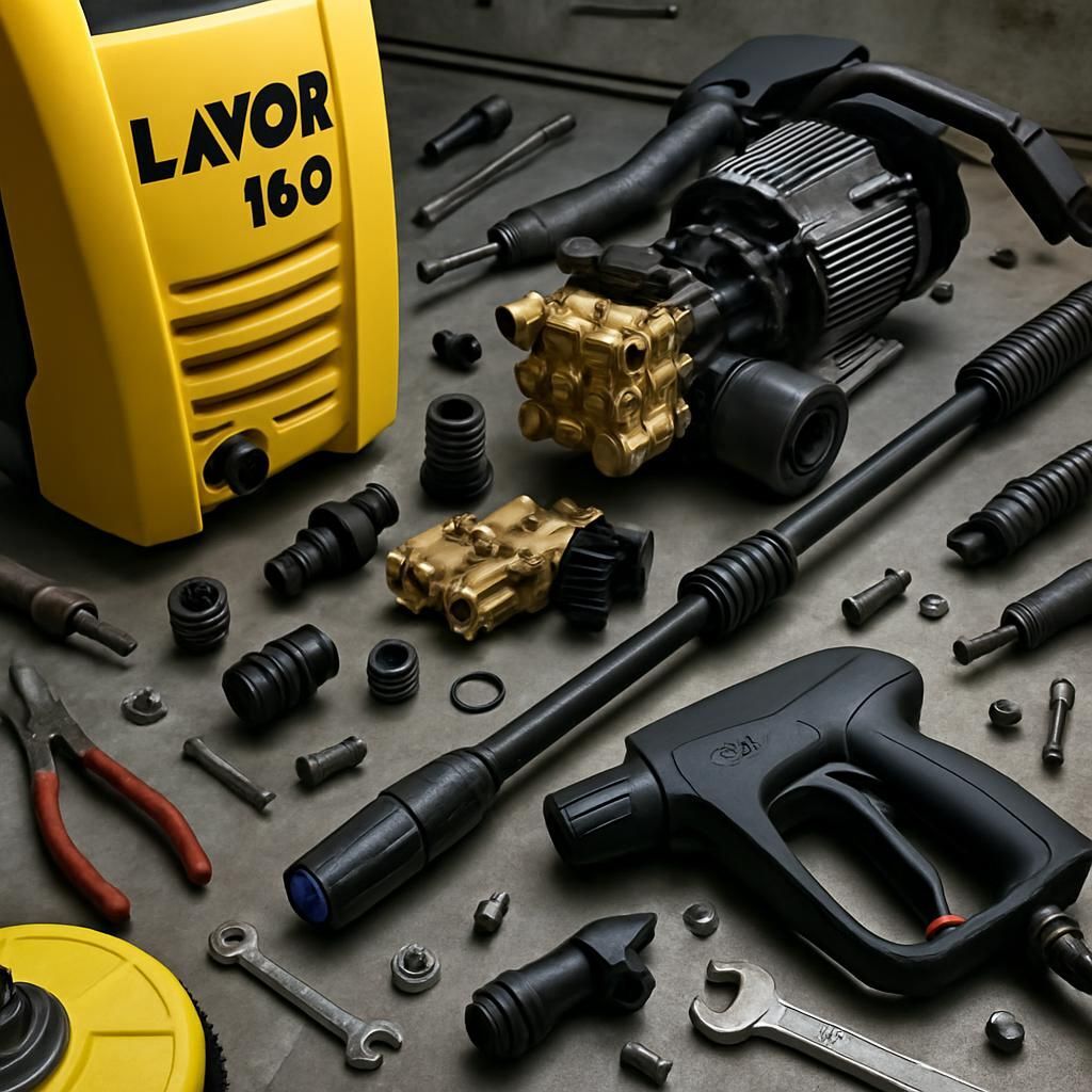 Découvrez la vue éclatée détaillée du nettoyeur haute pression Lavor 160, idéale pour comprendre chaque composant et faciliter les réparations et l'entretien.